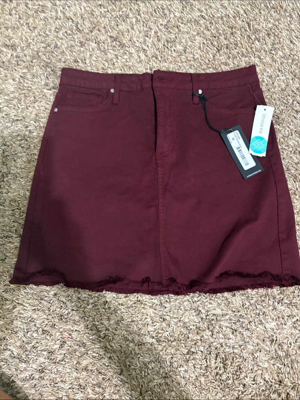 Women’s Burgundy Denim Mini Skirt - Unbranded